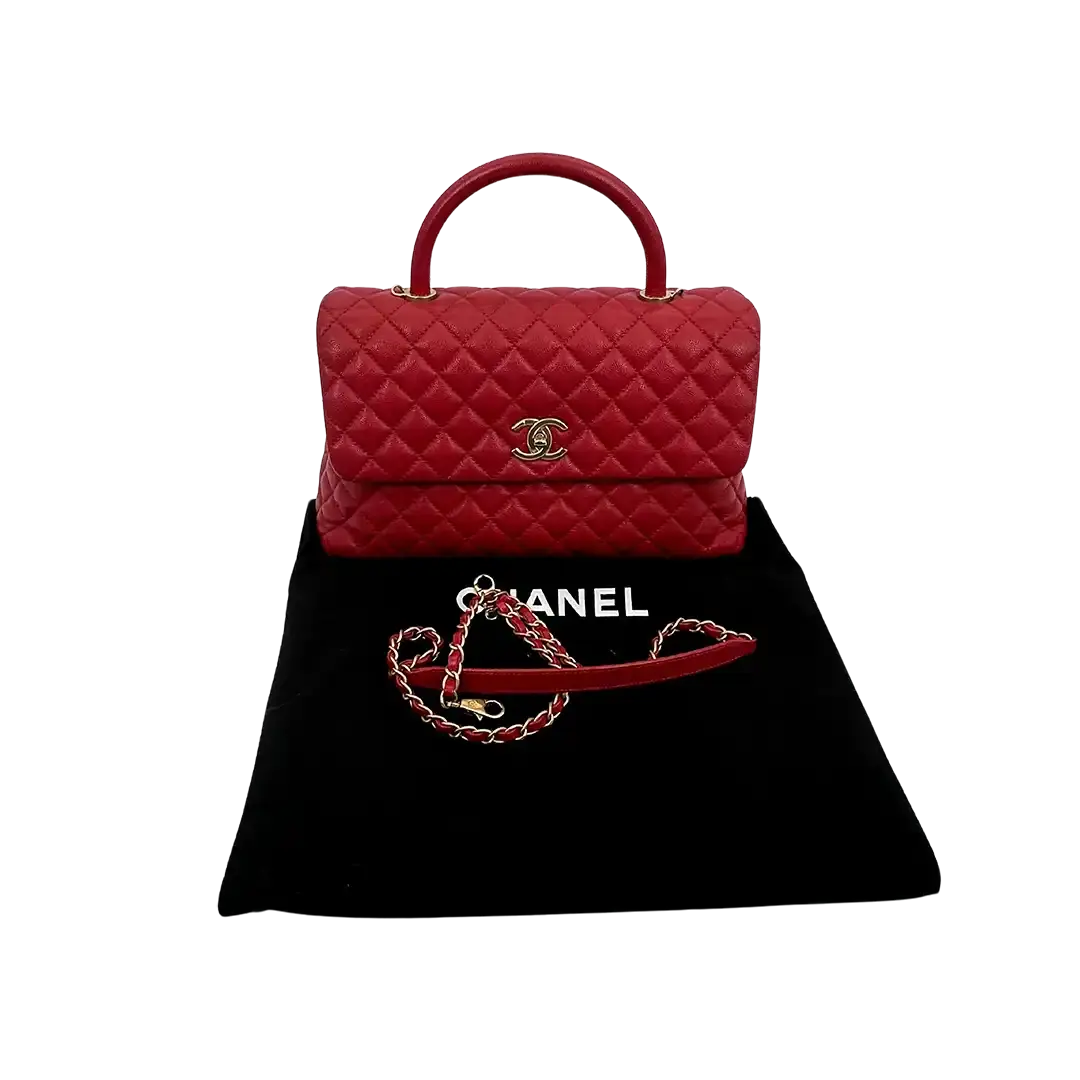 Chanel Timeless Coco Handle Large Tasche Caviar-Leder rot / sehr gut Chanel