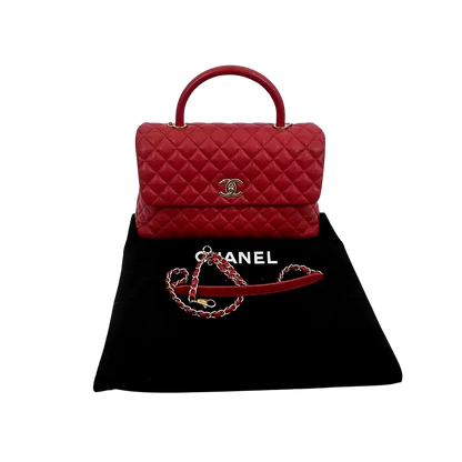 Chanel Timeless Coco Handle Large Tasche Caviar-Leder rot / sehr gut Chanel