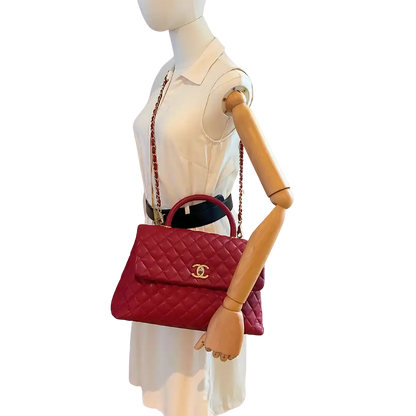 Chanel Timeless Coco Handle Large Tasche Caviar-Leder rot / sehr gut Chanel
