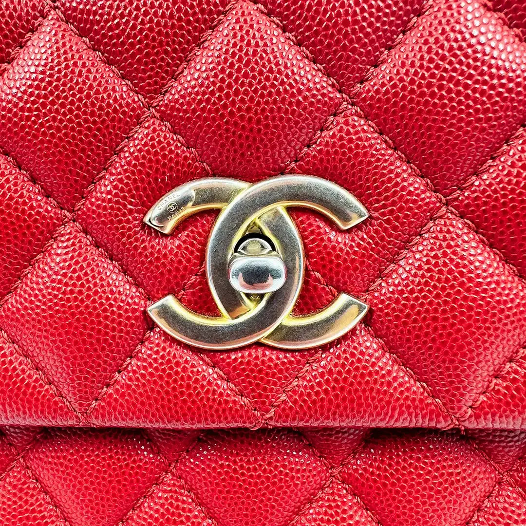 Chanel Timeless Coco Handle Large Tasche Caviar-Leder rot / sehr gut Chanel