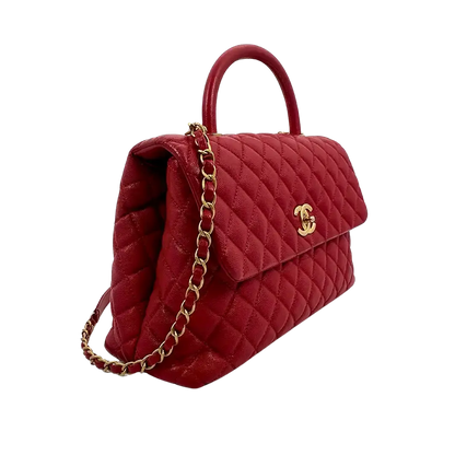 Chanel Timeless Coco Handle Large Tasche Caviar-Leder rot / sehr gut Chanel