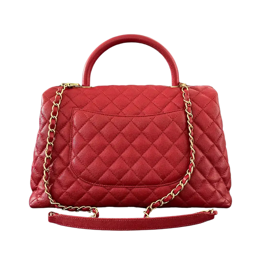 Chanel Timeless Coco Handle Large Tasche Caviar-Leder rot / sehr gut Chanel