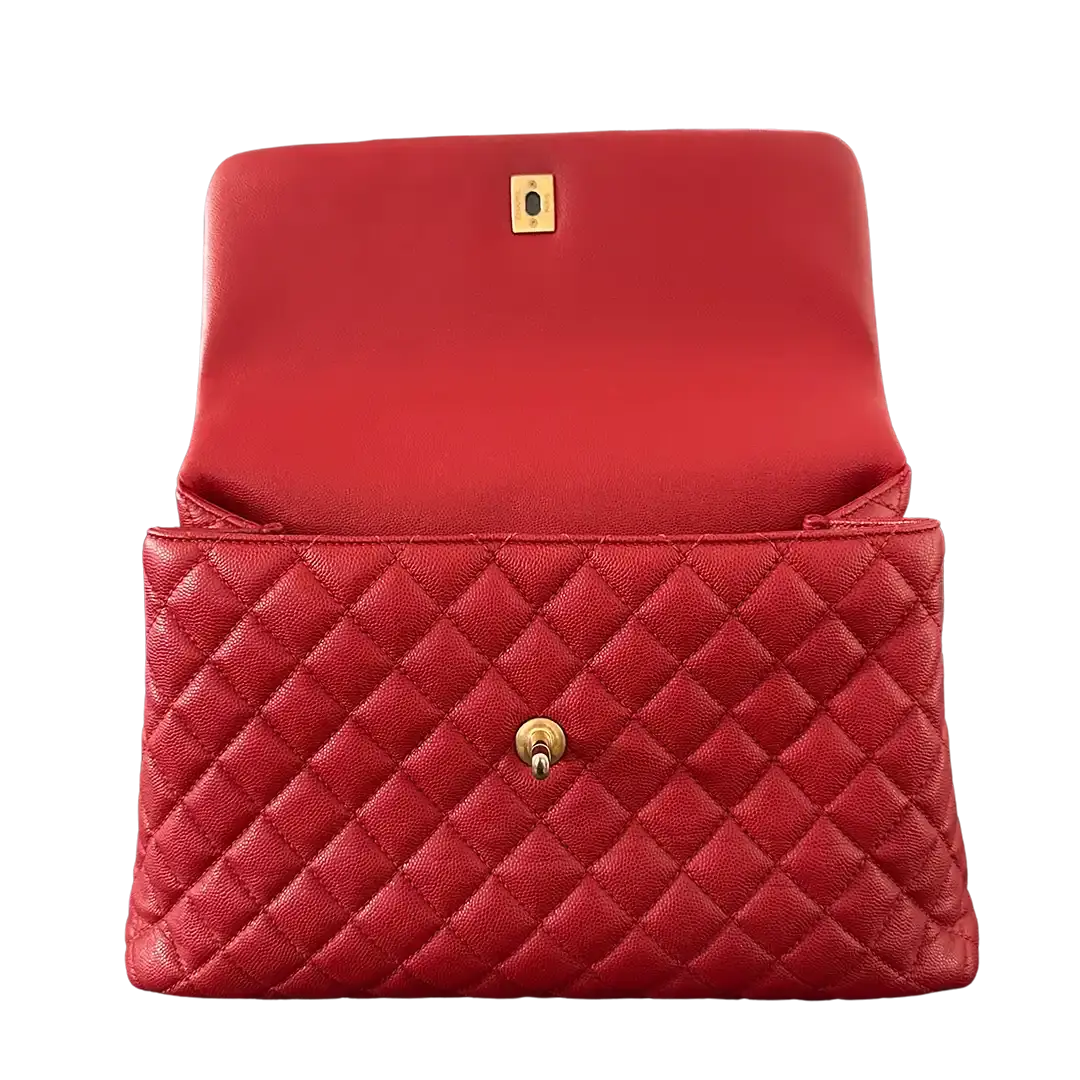 Chanel Timeless Coco Handle Large Tasche Caviar-Leder rot / sehr gut Chanel