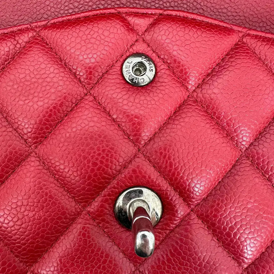 Chanel Timeless Double Flap Bag Jumbo rot Kaviarleder / gut Chanel