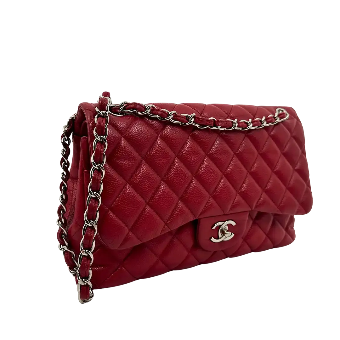 Chanel Timeless Double Flap Bag Jumbo rot Kaviarleder / gut Chanel
