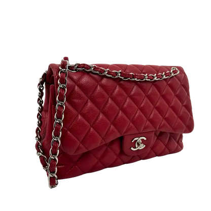 Chanel Timeless Double Flap Bag Jumbo rot Kaviarleder / gut Chanel