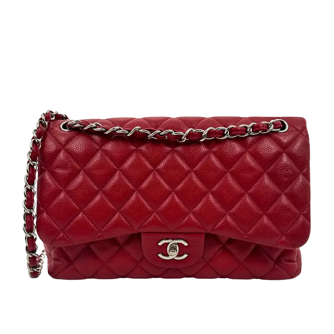 Chanel Timeless Double Flap Bag Jumbo rot Kaviarleder / gut Chanel
