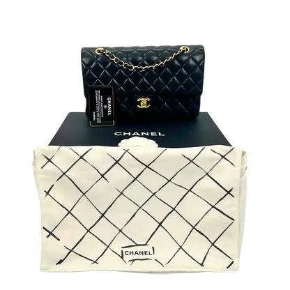 Chanel Timeless Double Flap Bag  Medium schwarz Lammleder Fullset / sehr gut Chanel