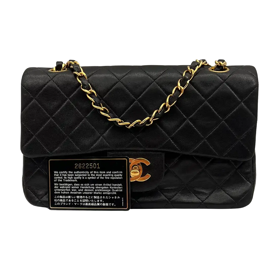 Chanel Timeless Double Flap Small schwarzes Lammleder / sehr gut - Echtheitscheck
