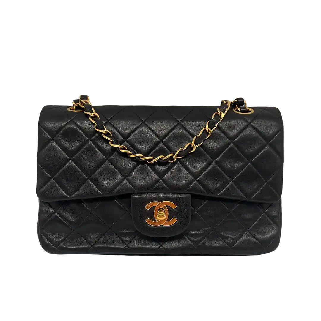 Chanel Timeless Double Flap Small schwarzes Lammleder / sehr gut - Echtheitscheck