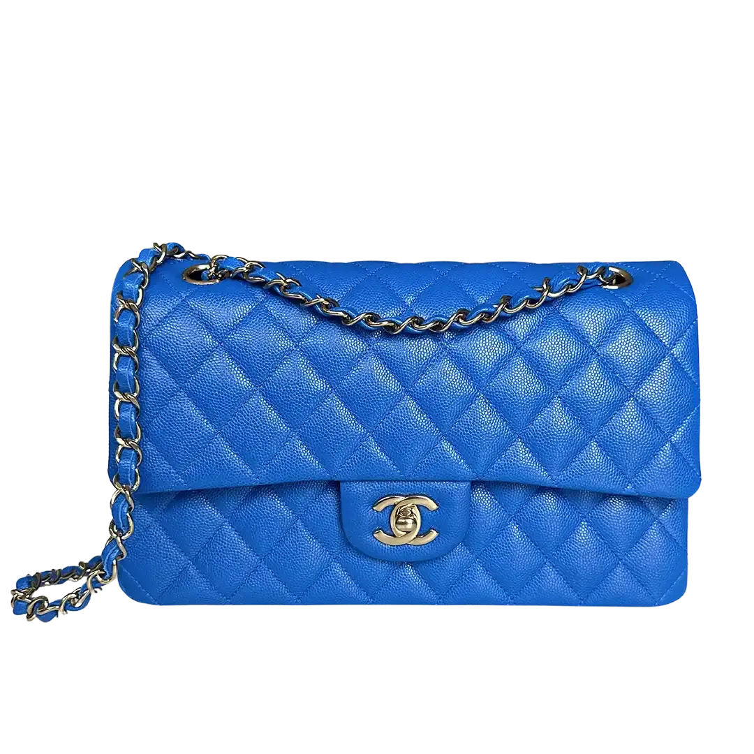 Chanel Timeless Double Flapbag Medium Kaviarleder blau 2022 Fullset / ungetragen Chanel