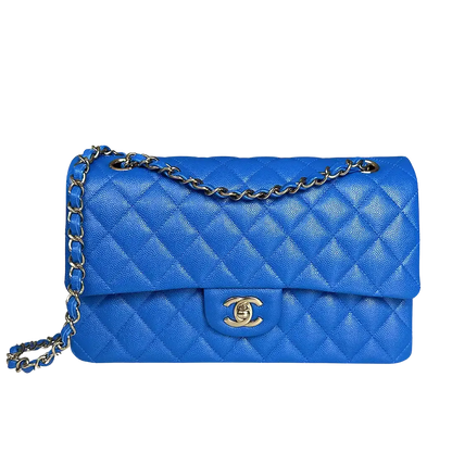 Chanel Timeless Double Flapbag Medium Kaviarleder blau 2022 Fullset / ungetragen Chanel