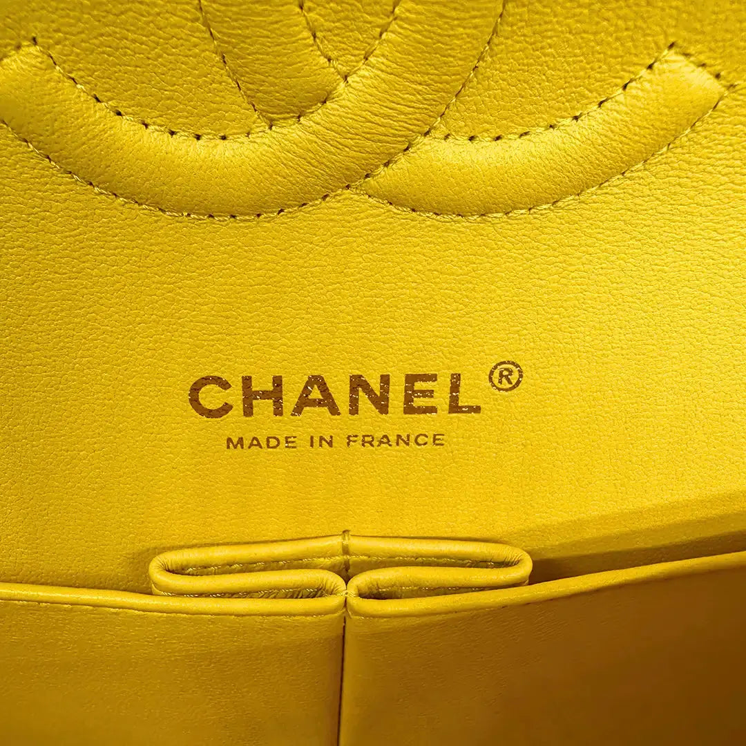 Chanel Timeless Double Flapbag Medium Kaviarleder gelb 2022 Fullset / ungetragen Chanel
