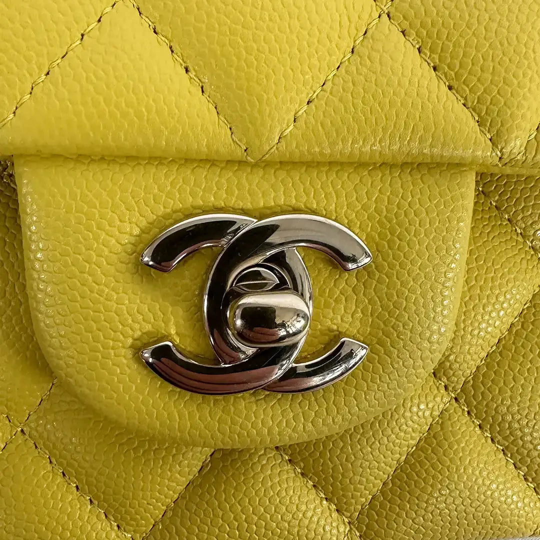 Chanel Timeless Double Flapbag Medium Kaviarleder gelb 2022 Fullset / ungetragen Chanel