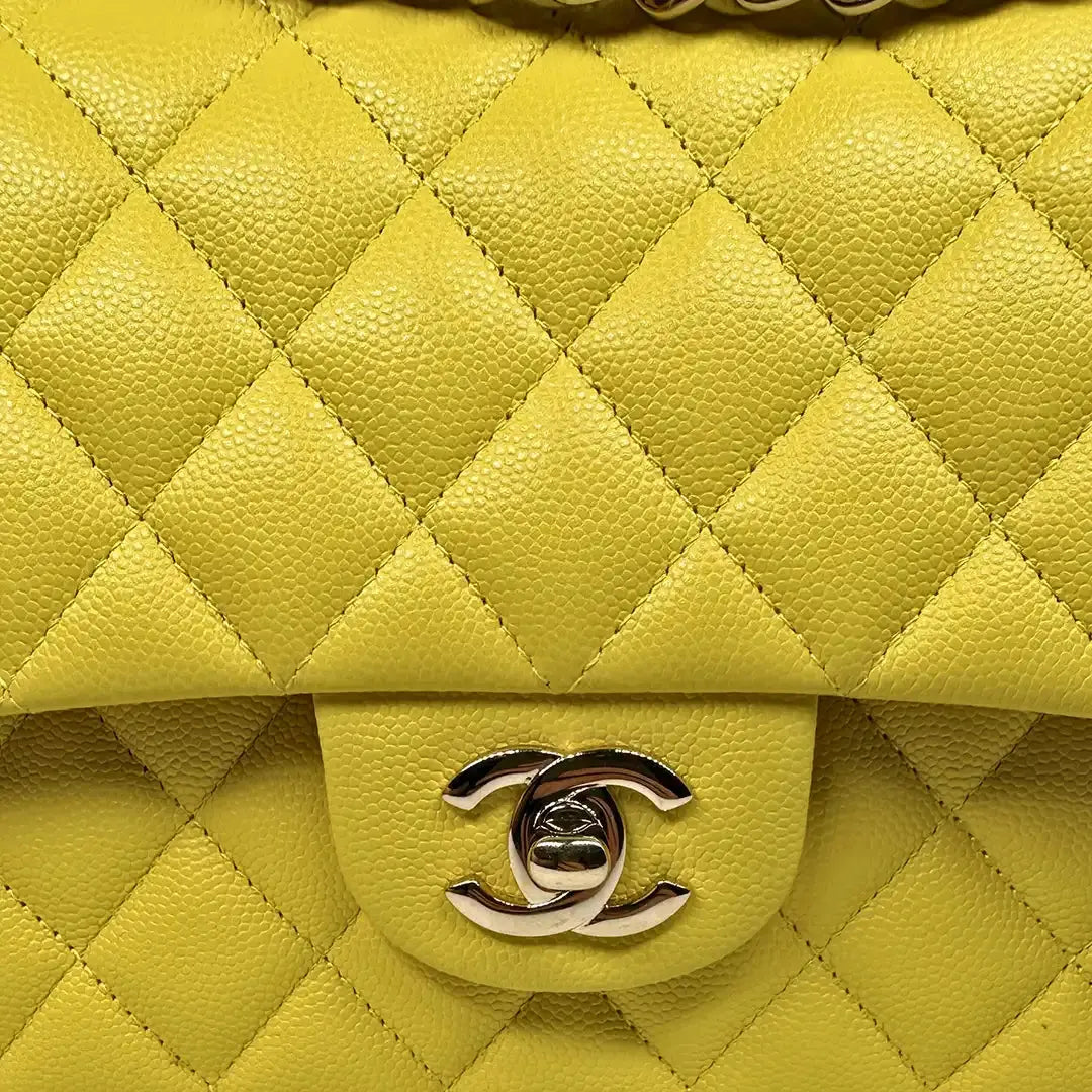 Chanel Timeless Double Flapbag Medium Kaviarleder gelb 2022 Fullset / ungetragen Chanel