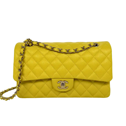 Chanel Timeless Double Flapbag Medium Kaviarleder gelb 2022 Fullset / ungetragen Chanel