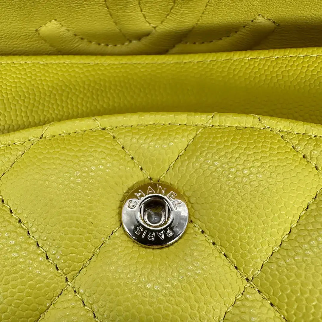 Chanel Timeless Double Flapbag Medium Kaviarleder gelb 2022 Fullset / ungetragen Chanel