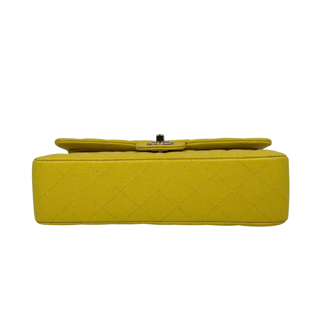 Chanel Timeless Double Flapbag Medium Kaviarleder gelb 2022 Fullset / ungetragen Chanel