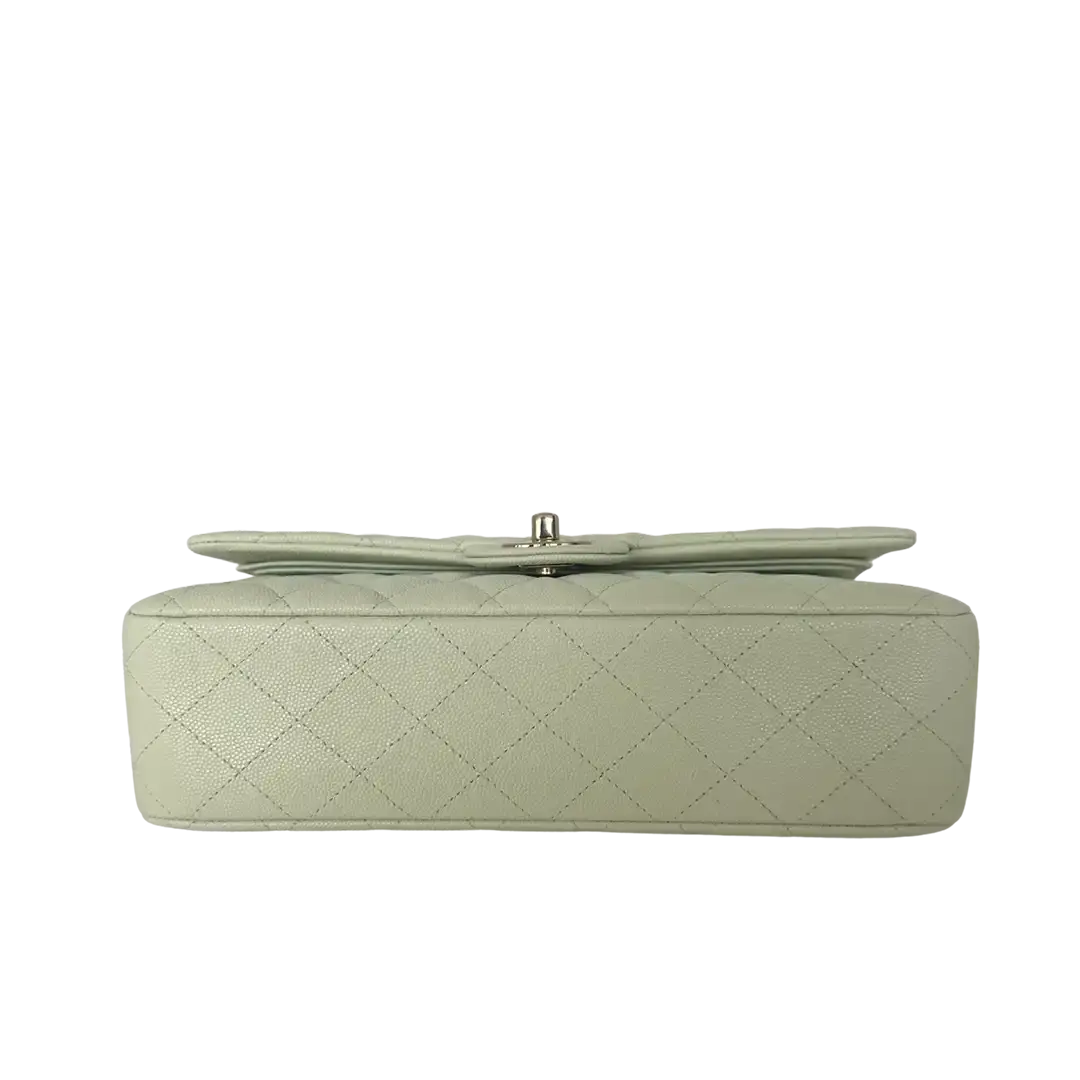 Chanel Timeless Double Flapbag Medium Kaviarleder light green 2022 / ungetragen Chanel