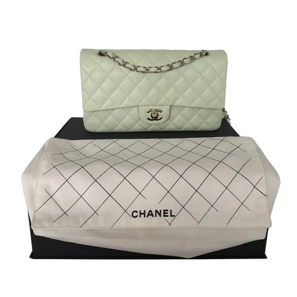 Chanel Timeless Double Flapbag Medium Kaviarleder light green 2022 / ungetragen Chanel