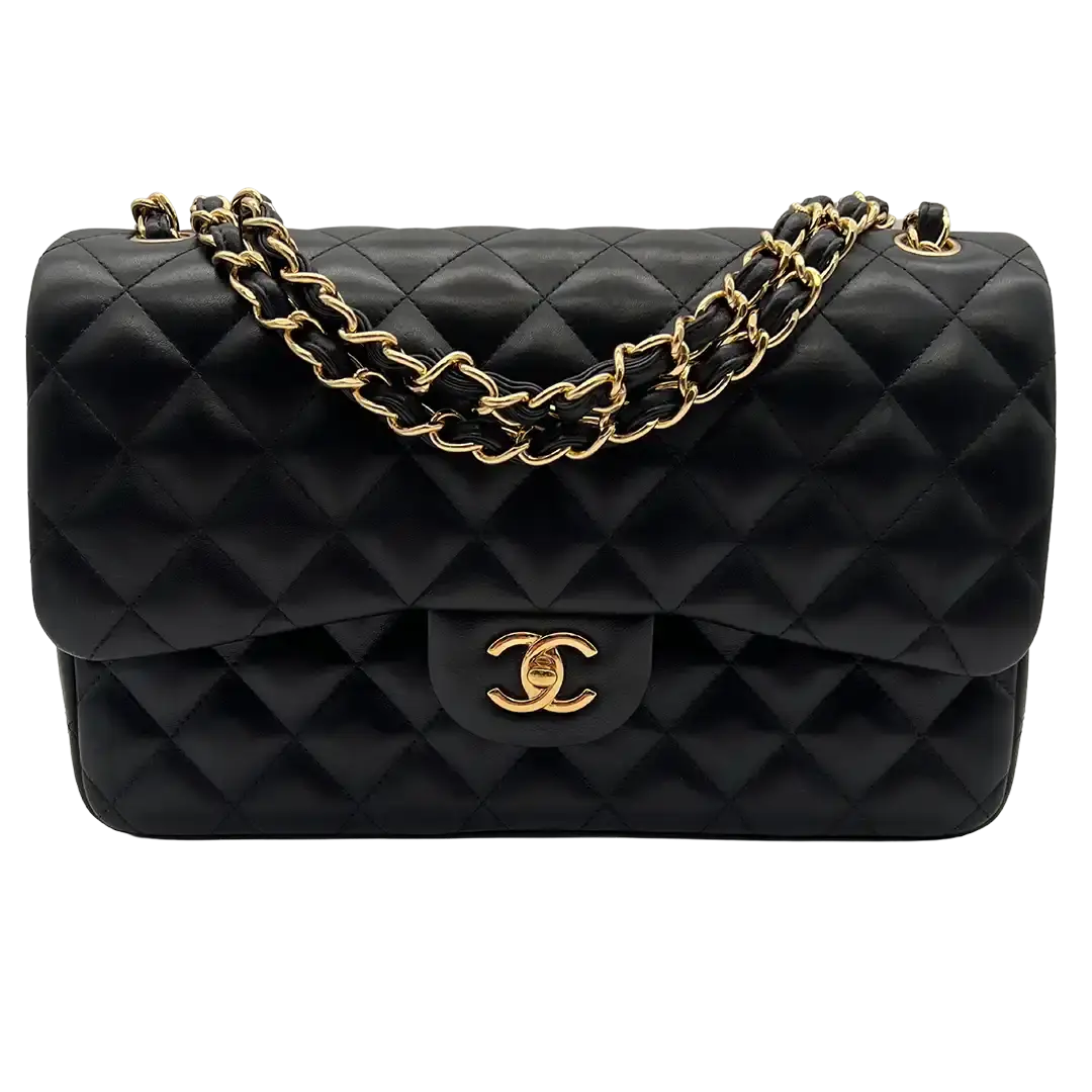 Chanel Timeless Jumbo Flap Bag Handtasche schwarz Lammleder / ungetragen Echtheitscheck