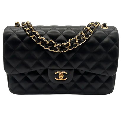 Chanel Timeless Jumbo Flap Bag Handtasche schwarz Lammleder / ungetragen Echtheitscheck