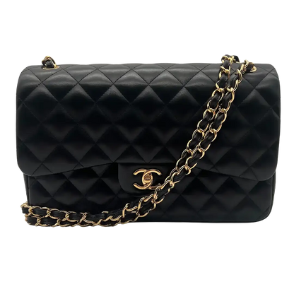 Chanel Timeless Jumbo Flap Bag Handtasche schwarz Lammleder / ungetragen Echtheitscheck