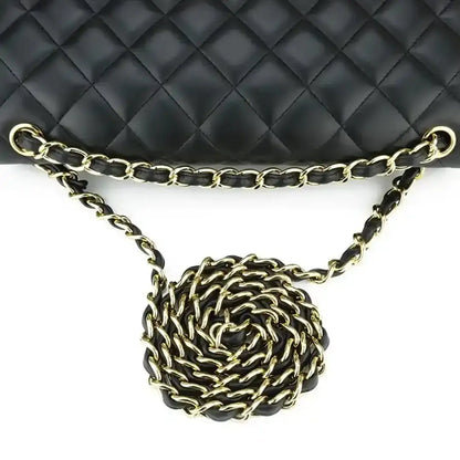 Chanel Timeless Jumbo Flap Bag Handtasche schwarz Lammleder / ungetragen Echtheitscheck
