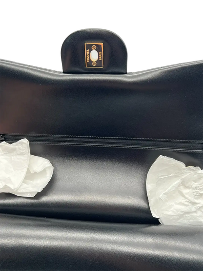 Chanel Timeless Jumbo Flap Bag Handtasche schwarz Lammleder / ungetragen Echtheitscheck