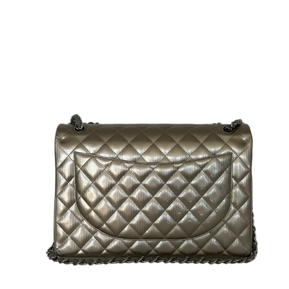 Chanel Timeless Maxi Double Flap Bag Champagner geprägtes Leder mit Iridescent-Finish selten / neuwertig Chanel