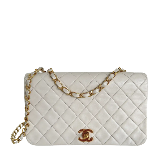 Chanel Timeless Single Flap Small weiß Lammleder Vintage / gut Produkt