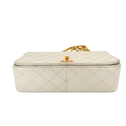 Chanel Timeless Single Flap Small weiß Lammleder Vintage / gut Produkt