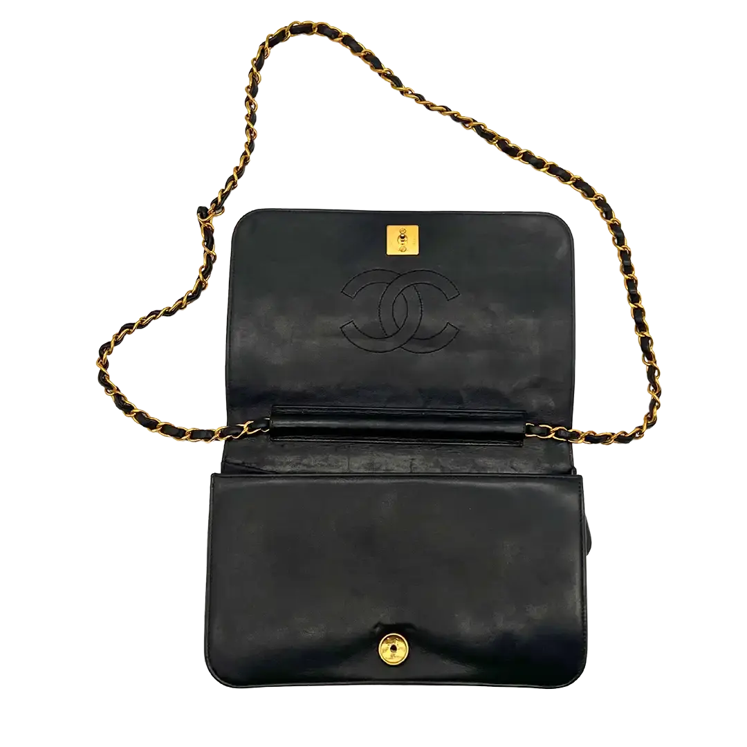 Chanel Timeless Wallet on Chain WOC Vintage Lammleder schwarz / gut Chanel
