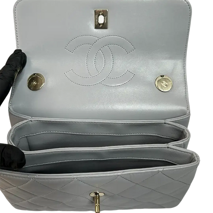 Chanel Trendy CC Top Handle Tasche Lammleder hellgrau Fullset / sehr gut Chanel