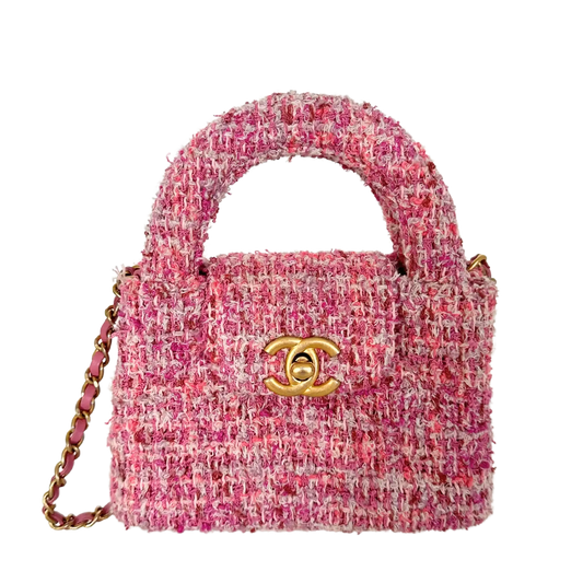 Chanel Tweed Nano Kelly Shopper pink / sehr gut Chanel