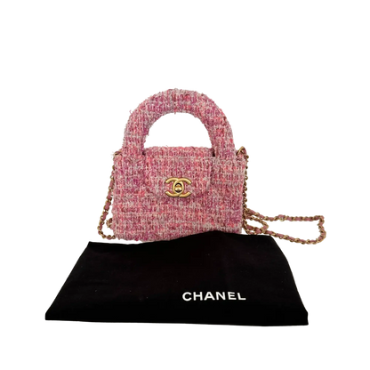Chanel Tweed Nano Kelly Shopper pink / sehr gut Chanel