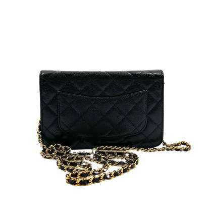 Chanel Wallet on Chain Bag Kaviar Leder schwarz goldene Hardware / sehr gut Chanel