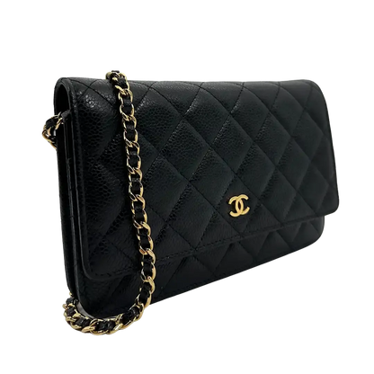 Chanel Wallet on Chain Bag Kaviar Leder schwarz goldene Hardware / sehr gut Chanel