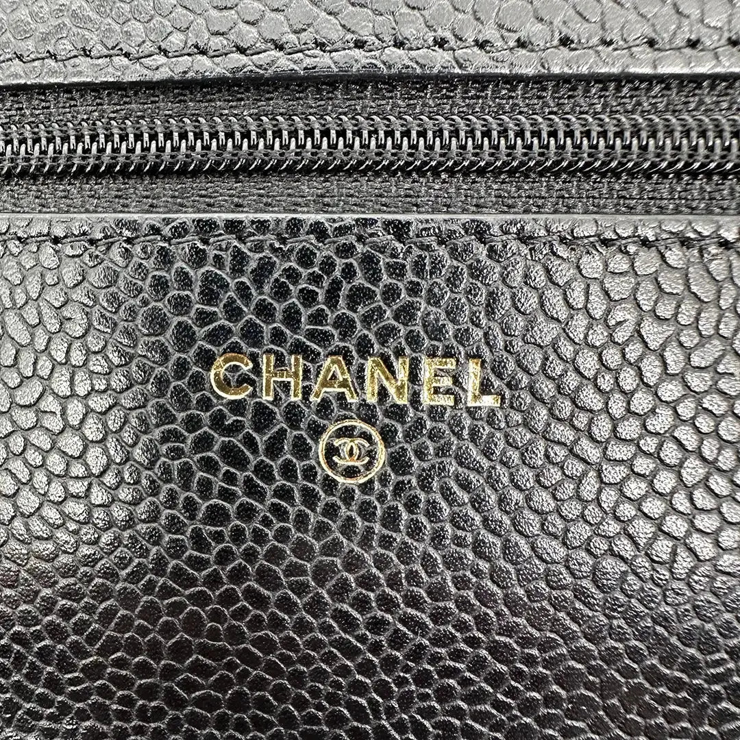 Chanel Wallet on Chain Bag Kaviar Leder schwarz goldene Hardware / sehr gut Chanel