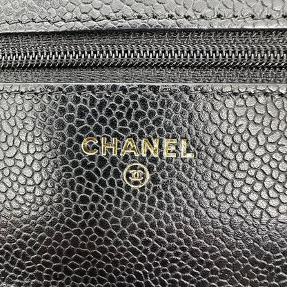 Chanel Wallet on Chain Bag Kaviar Leder schwarz goldene Hardware / sehr gut Chanel