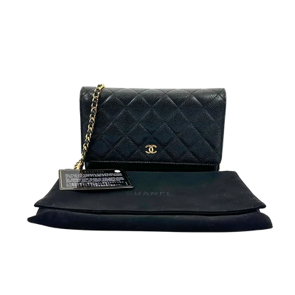 Chanel Wallet on Chain Bag Kaviar Leder schwarz goldene Hardware / sehr gut Chanel