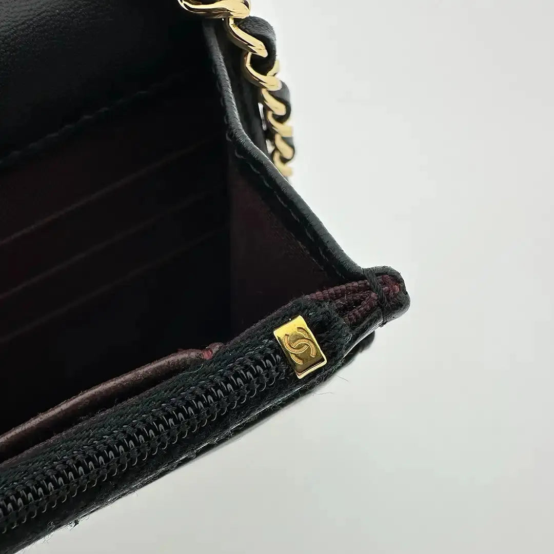 Chanel Wallet on Chain Bag Lammleder schwarz goldene Hardware / sehr gut Chanel