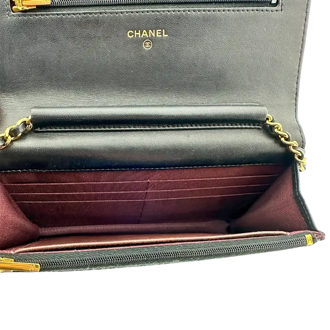 Chanel Wallet on Chain Bag Lammleder schwarz goldene Hardware / sehr gut Chanel