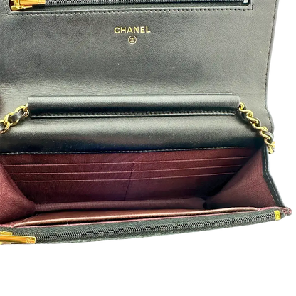 Chanel Wallet on Chain Bag Lammleder schwarz goldene Hardware / sehr gut Chanel