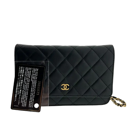 Chanel Wallet on Chain Bag Lammleder schwarz goldene Hardware / sehr gut Chanel