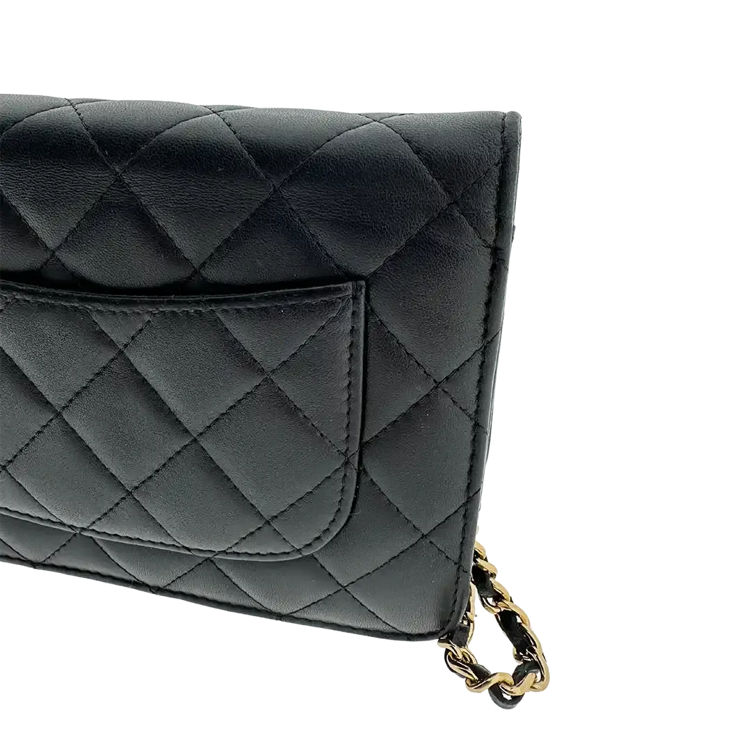 Chanel Wallet on Chain Bag Lammleder schwarz goldene Hardware / sehr gut Chanel