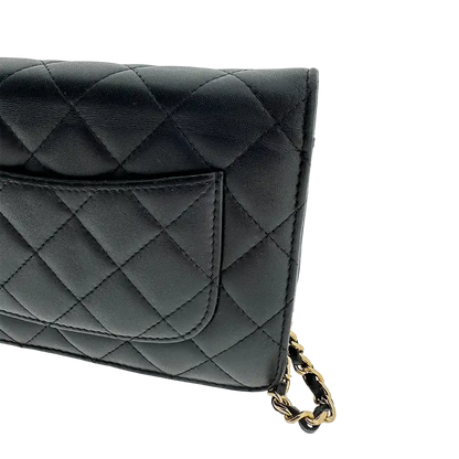 Chanel Wallet on Chain Bag Lammleder schwarz goldene Hardware / sehr gut Chanel