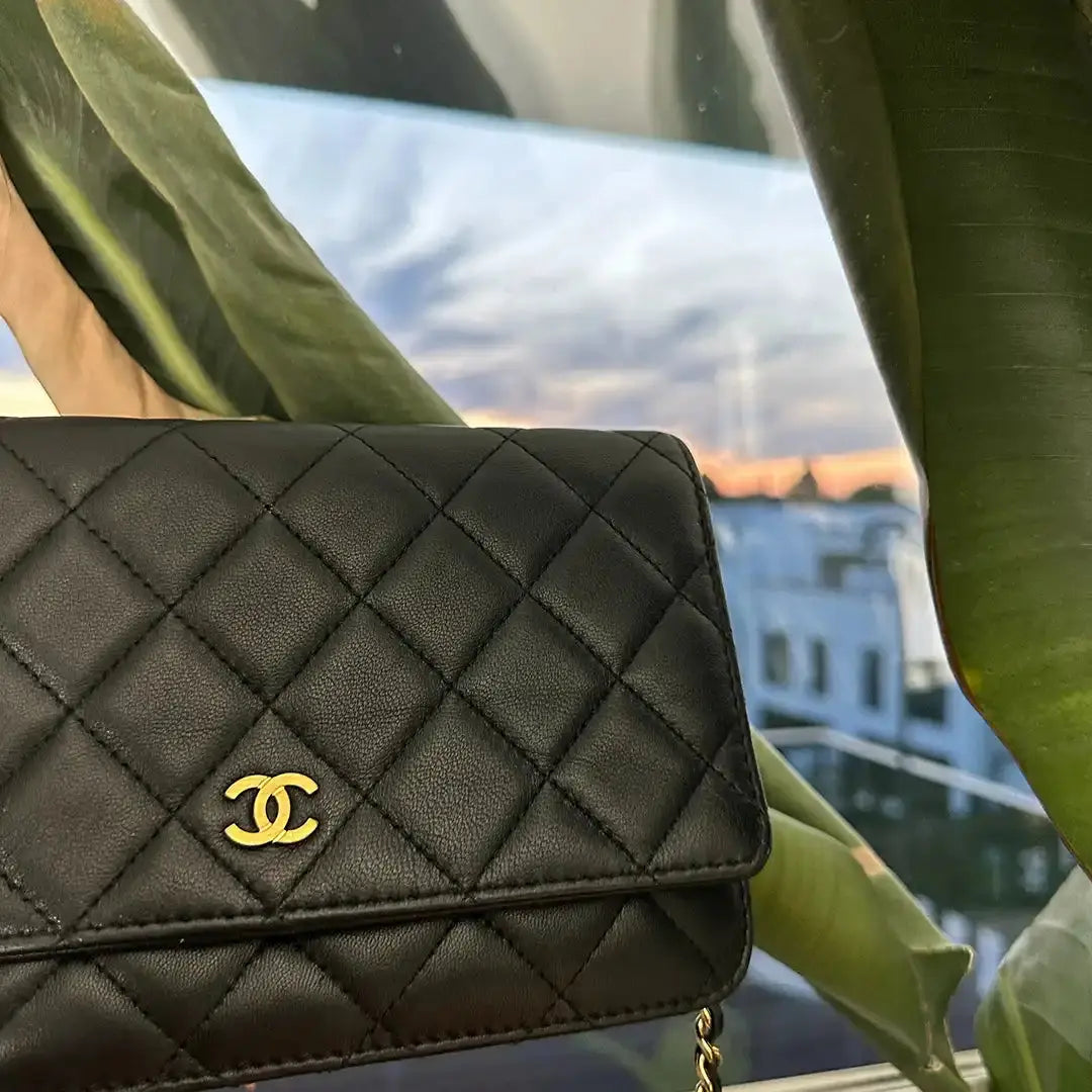 Chanel Wallet on Chain Bag Lammleder schwarz goldene Hardware / sehr gut Chanel