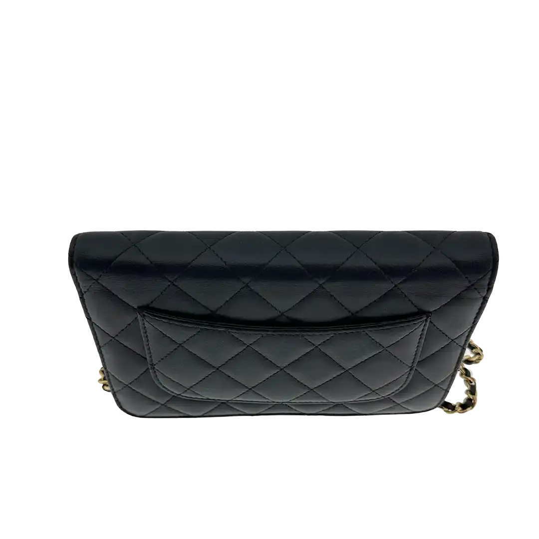 Chanel Wallet on Chain Bag Lammleder schwarz goldene Hardware / sehr gut Chanel