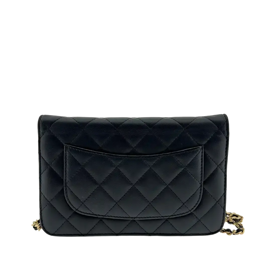 Chanel Wallet on Chain Bag Lammleder schwarz goldene Hardware / sehr gut Chanel